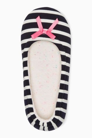 Navy Stripe Ballerina Slippers (Older Girls)